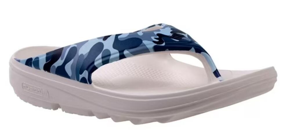 Spenco Womens Fusion 2 Supportive Slide Sandals 10 Wide Blue Camo Flip Flop NWOB